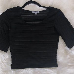 Black striped crop top